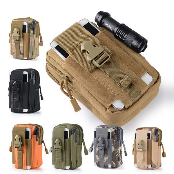 

molle pouch waist bag camo waterproof nylon multifunction casual men fanny waist pack male small bag mobile phone case