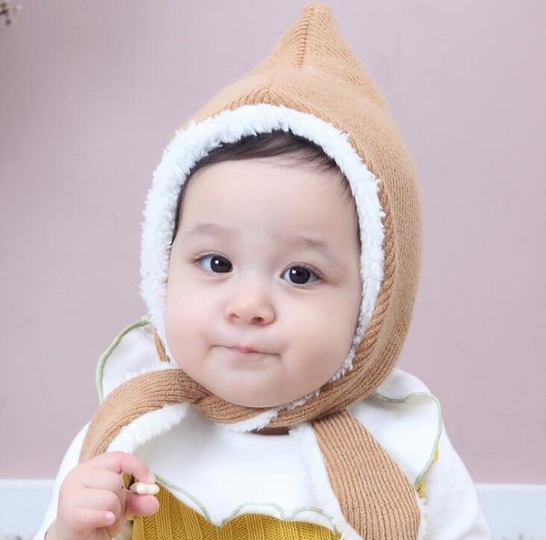 

winter warm baby beanies pointy cartoon hat children knitted hats boys girls babies kids earmuffs caps headwear kid hats a202, Yellow