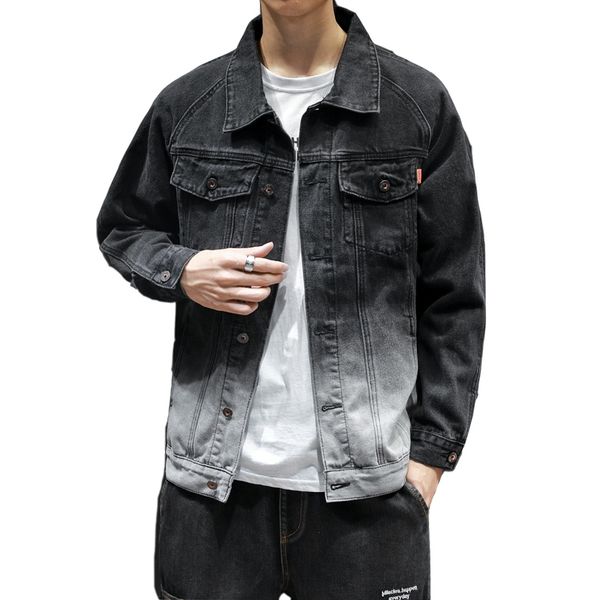 

autumn denim jacket male korean version of the trend of youth casual gradient jacket high school students handsome handsome jacket, Black;brown