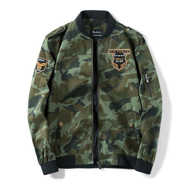 

autumn men jacket camouflage pure cotton army workwear coat loose and plus-sized casual jacket, Black;brown