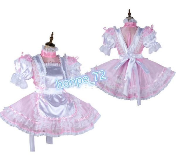 

sissy maid organza-satin dress see-through outfit tailor-made/ing, Black;red