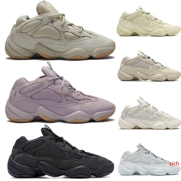 

new desert rat 500 soft vision kanye west running shoes stone bone white utility black salt 3m reflective men women designer sport trainers