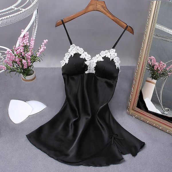 2021 Sexy Black Women Robe Nightwear Nightdress Nighty Mini Nightgown Suspender Skirt Sleepwear