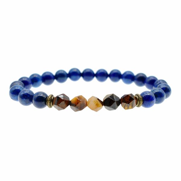 

8mm natural lapis lazuli bead bracelet cut face irregular tiger eye stone ladies bracelet natural stone bracelets & bangles, Black
