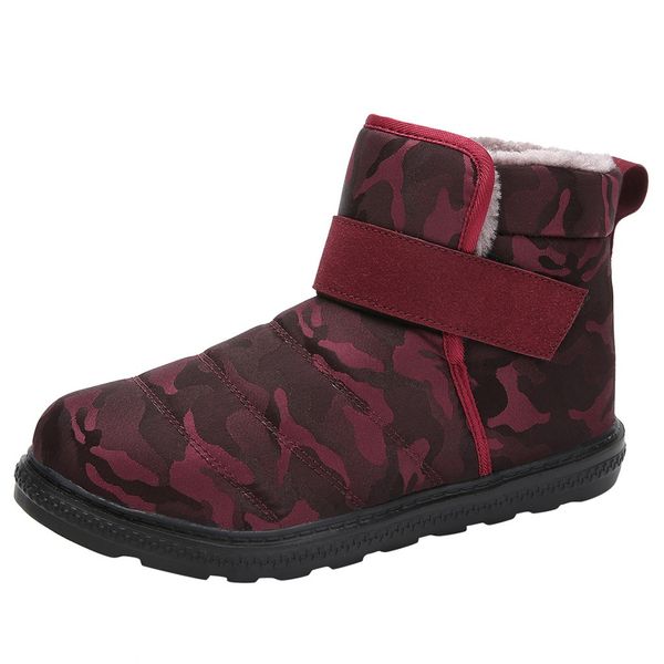 

men boots platformsnow boots men waterproof thick short plush slip on resistant winter shoes plus size 44- 47 2019 winter, Black