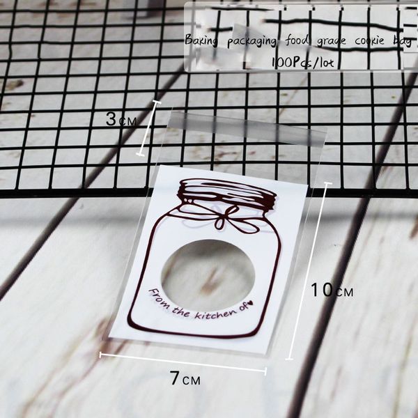 

100pcs/lot cookies self adhesive bag handmade white transparent candy bottle soap biscuits wedding festival party gift bag 7x10