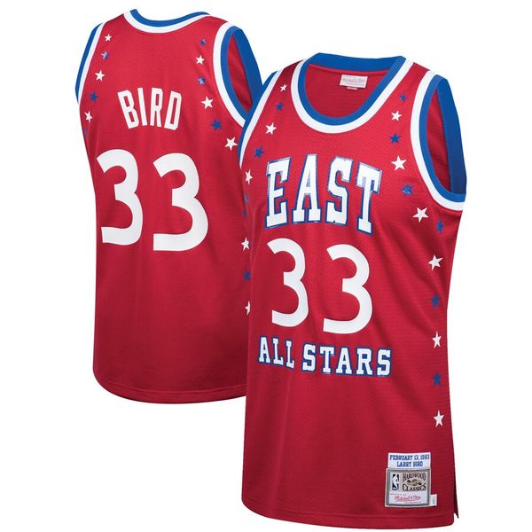 

men eastern conference 33 larry bird mitchell & ness red 1983 nba all-star hardwoods classics authentic jersey, Black;red