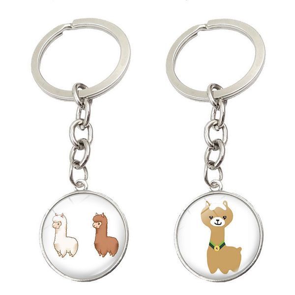 

chain for pants simple keychain bags man cute alpaca key chain women key holder couples keyring fashion porte clef, Silver
