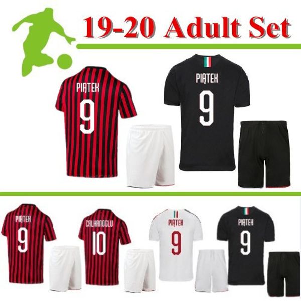 

soccer jerseys thai 18 19 20 soccer jersey ac milan 2019 2020 piatek football shirt 8 suso calabria cutrone men kits suit football jerseys, Black