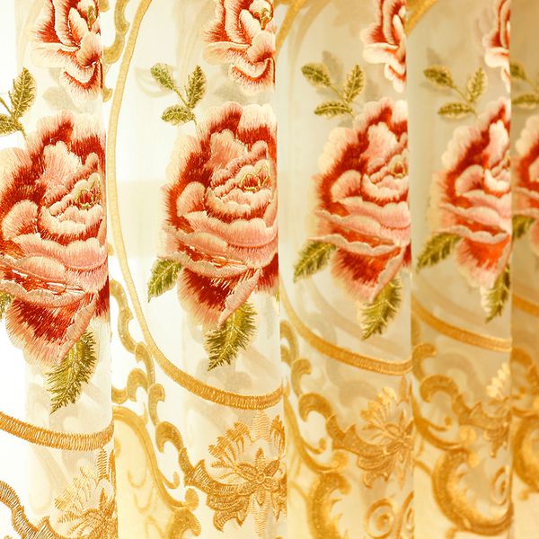 

european new curtain fabric living room bedroom rustic finished embroidery curtain thick shading