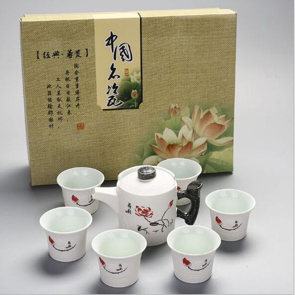 

1 set 7head tea sets snow glaze kung fu tea sets porcelain pot gift box packagin