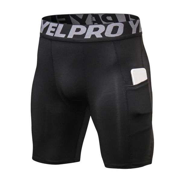 

men's professional gym fitness shorts with pockets sports running training wicking quick-drying elastic tight shorts, Black;blue