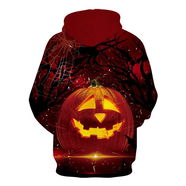 

dropship new pattern halloween pumpkin lamp 3d digital printing hoodie fashion sleeve head sweater couples dress, Black