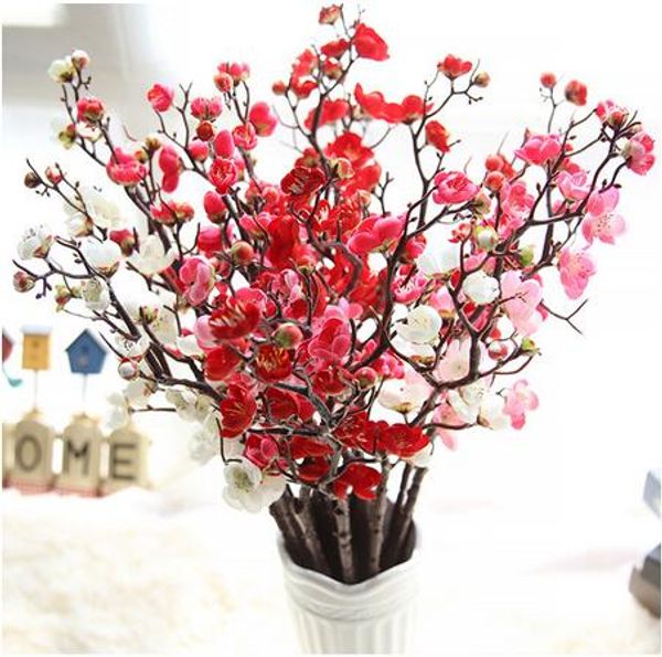 Искусственный цветок Cherry Spring Plum Peach Blossom Branch 60cm Шелковое дерево Цветочный бутон для свадебной вечеринки Декоры GB537