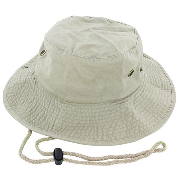 

men bucket hat summer hunting outdoor sun protection drawstring fishing wide brim cap casual mountain