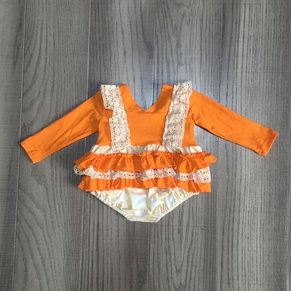 

день благодарения хэллоуин новое прибытие девушки оранжевый малыш тыква одежда кружева младенческой пачки хлопок детские ползунки оборками y, White