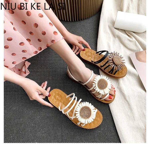 

mlcriyg 2020women retro genuine leather sandals splicing flowers pattern adjustable loop flat sandals hand-painted vintage shoes, Black
