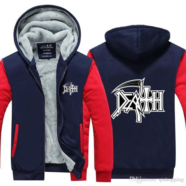 

band death hoodie winter cashmere hoodies cotton coat sportswear hoodie zipper jacket thicken fleece hoodie super warm sweatshirt us eu size, Blue;black