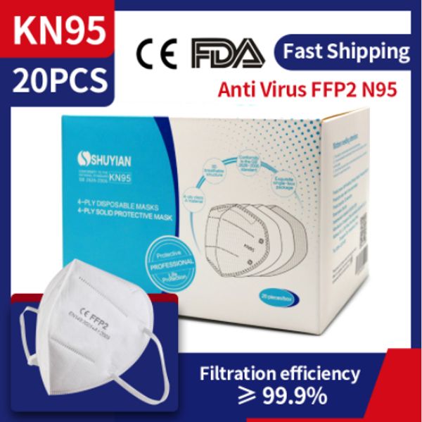 

10/20 шт kn95 одноразовая сертификация ce антибактериальная пыль лицо n95 уровень маска для рта kf94 ffp2 быстрый корабль 3jlc