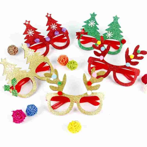 

christmas theme children glasses paper multi design eyeglass for party festival decorative mask props creative