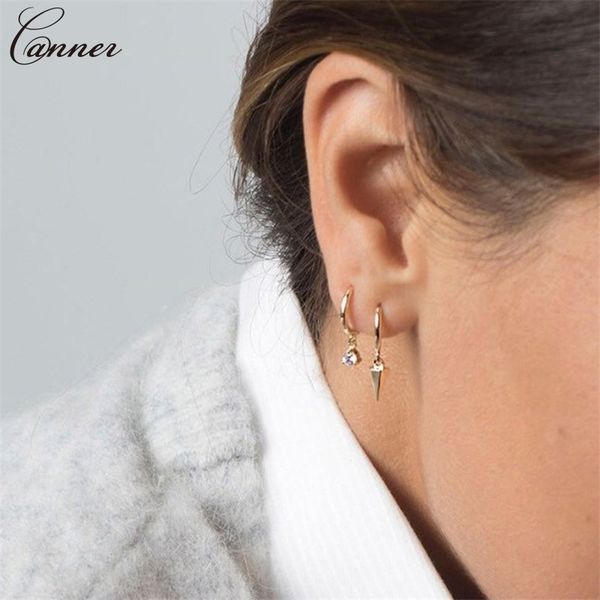 

canner cz crystal small hoop earrings for women 925 sterling silver circle earrings 2019 gold color huggie earings jewelry q40, Golden;silver