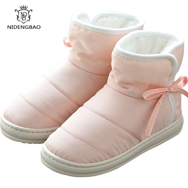 

women's boots winter indoor home shoes female plush warm non-slip down cotton ankle boots women lightweight zapatos de mujer, Black