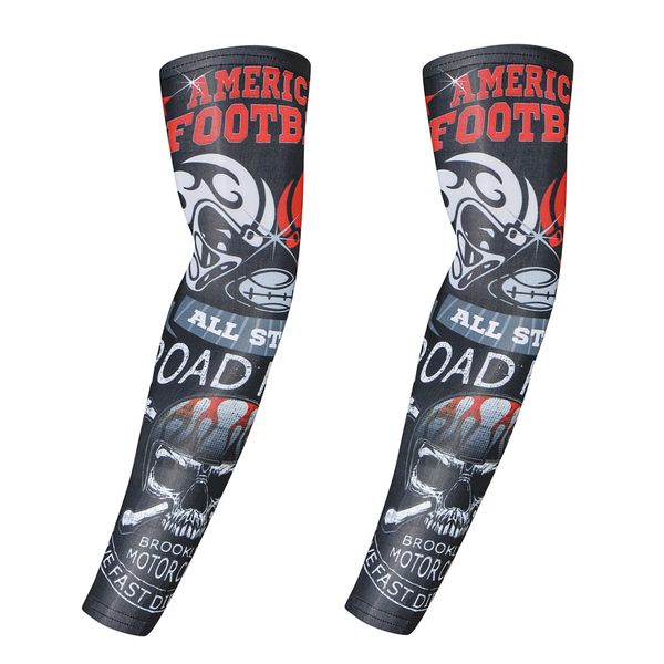 

bjmoto 1 pair skull print cycling bike bicycle golf armwarmers arm warmers cuff sleeve cover anti uv protection oversleeves, Black;blue