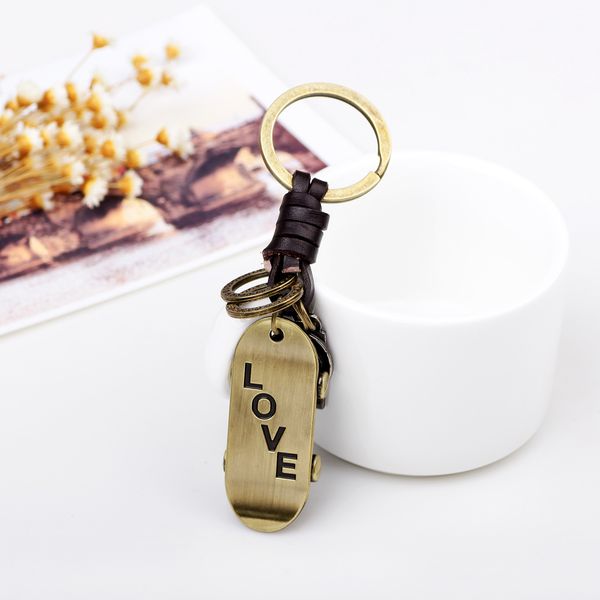 

fashion women men jewelry skateboard love key chain new handbags pendant genuine leather key chain chains, Silver