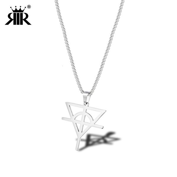 

rir stylish round triangle geometry pendant necklace simple religious cross catholic spiritual belief round eternal jewelry, Silver