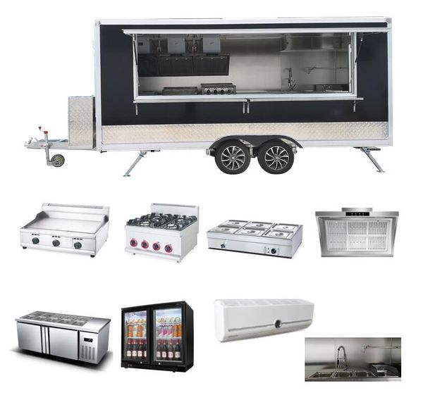 

mobile food truck food trailer 480x200x240cm black
