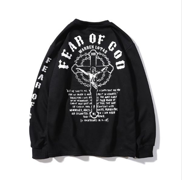 

2019 designer mens sweatshirts fog new hip hop street fear of god loose cross jesus sweater mens and womens sweatshirts wholesale, Black