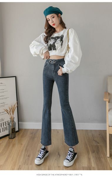 

orchid grey new jeans women 20 spring leisure han edition high waist, Blue
