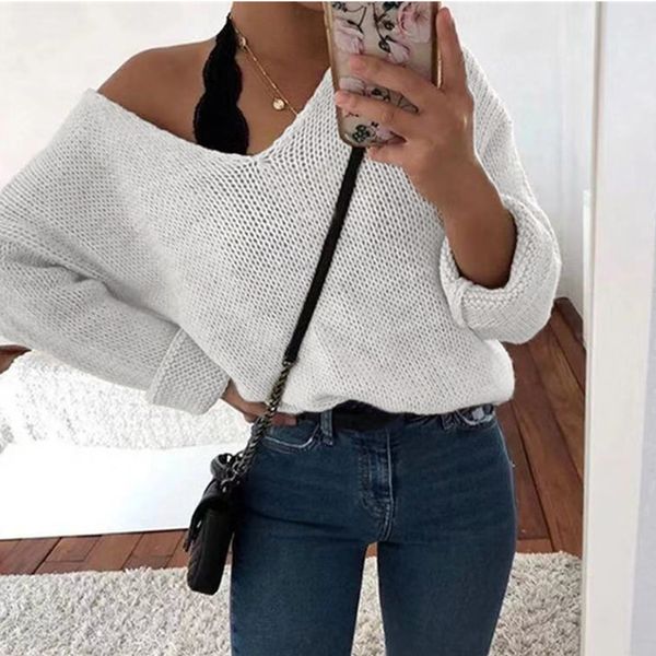 

gold hands sweaters white pullovers women casual v neck long sleeve knitted jumper women sweater 2019 autumn fashion clothing, White;black