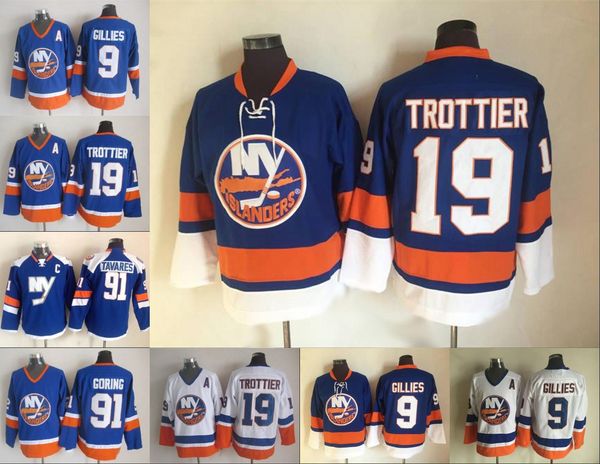 

19 Bryan Trottier New York Islanders Jerseys Ice Hockey 16 LaFontaine 91 Goring 9 Clark Gillies 32 Bryan Trottier Mike Bossy