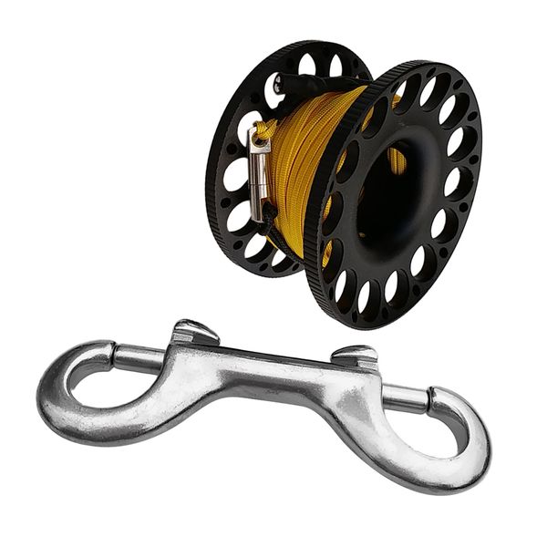 

scuba diving tech spool finger reel clip 50ft yellow line