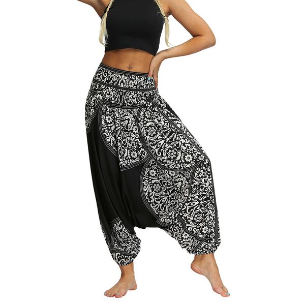 

women casual loose yoga trousers baggy boho aladdin jumpsuit harem pants yoga gym sports comfortable black white trousers n20, White;red
