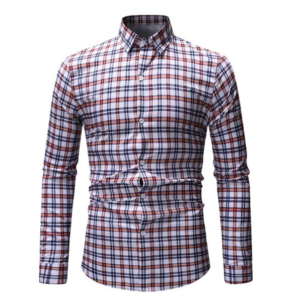 

2019 shirt chemise homme long sleeve button autumn men daily clothes slim fit casual mens fashions shirts solid beach #0725, White;black