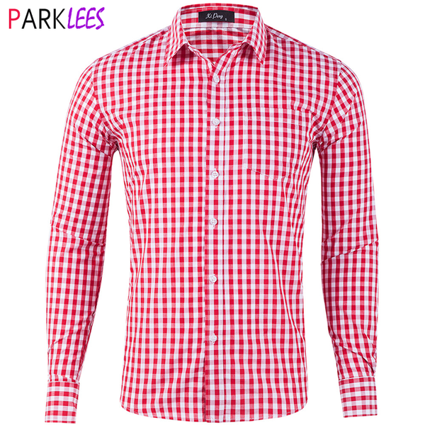 

mens classic gingham plaid cotton casual shirt slim fit long sleeve button down dress shirts business office work brand shirt, White;black