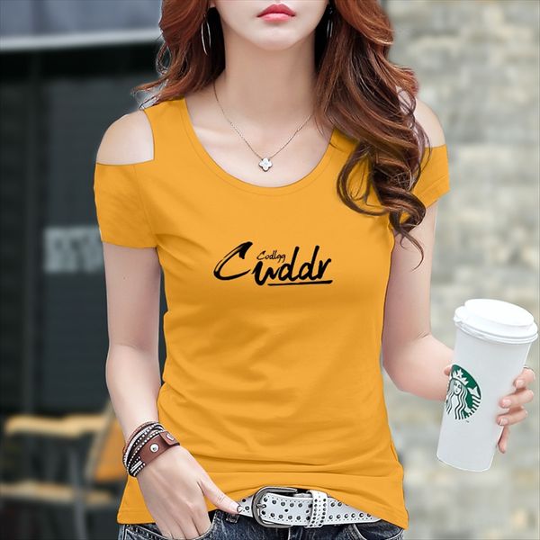 

strapless t-shirt shoulder strap short-sleeved t-shirt female slim cotton ginger all-match 2020 round collar female, White