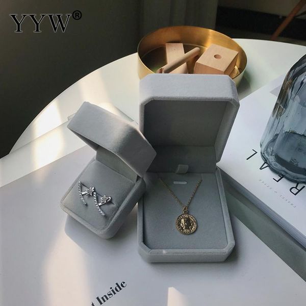 

1pc velvet earrings box jewelry boxes for women fashion wedding gift box ring jewelry display storage holder packing case, Pink;blue