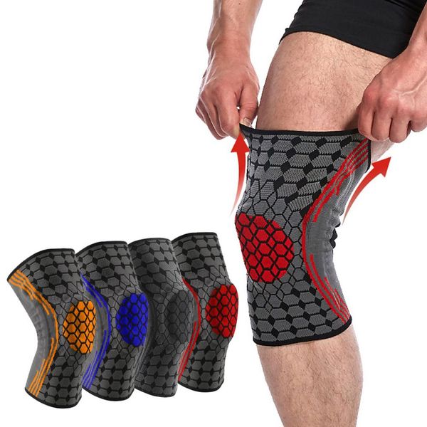 

silicone basketball elastic knee pads non-slip patella brace strong meniscus protection support for fitness sports safety, Black;gray
