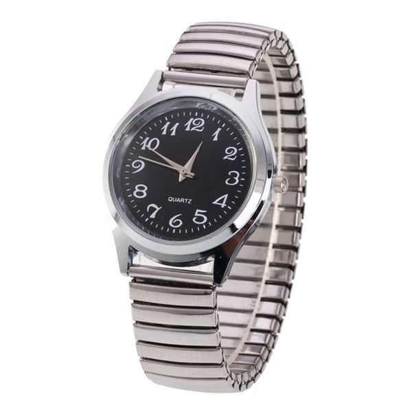 

men quartz watch stainless steel band alloy lover business movement wristwatch elastic strap band couple wrist clock, Slivery;brown