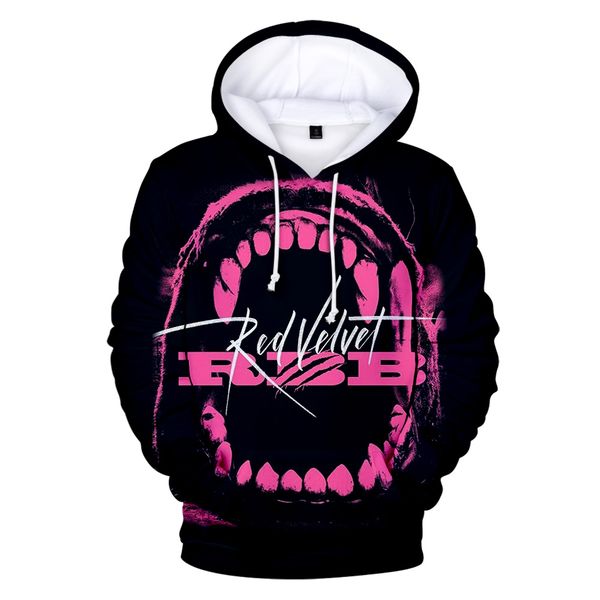 

red velvet 3d print korean group fans hoodies male female hooded sweatshirts 2019 trendy leisure streetwear clothes, Black