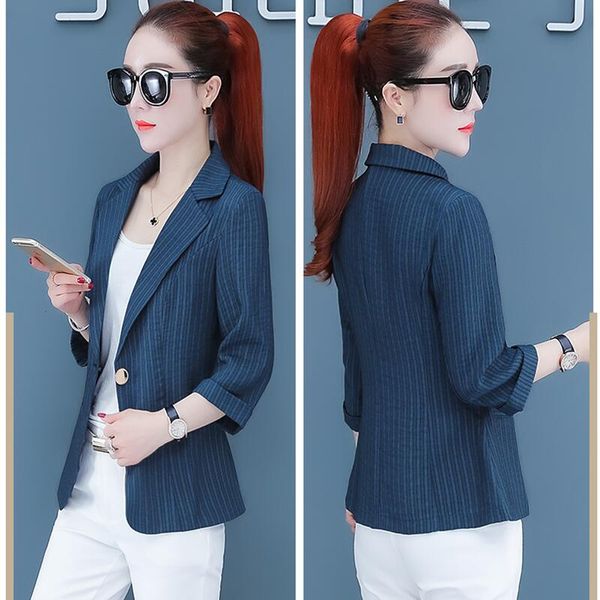 

new 2020 summer women's blazers striped suit female blazer short slim suits women coat outerwear, White;black