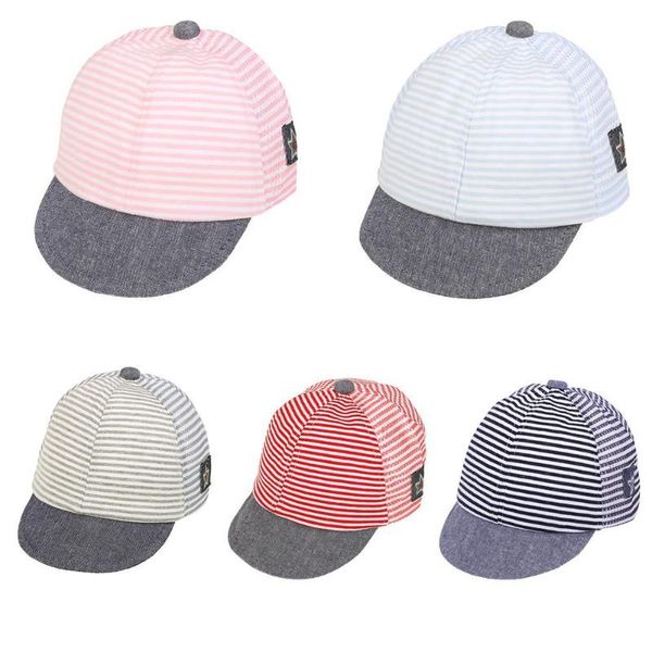 

2018 summer kid hats girl boy cotton stripe cartoon fashion casual caps newborn baby sun baseball caps children accessories, Yellow