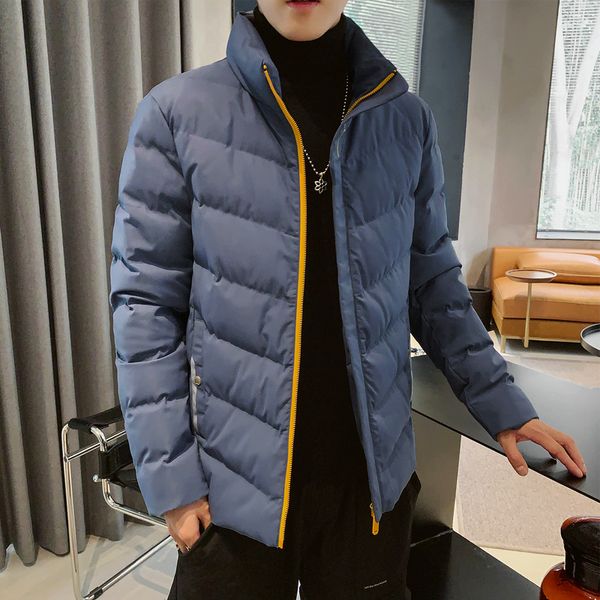 

new arrival autumn winter men coats stand collar man warm cotton parkas size m-5xl black blue grey