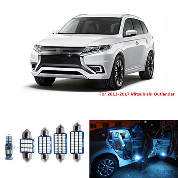 Canbus Led White Light Bulbs Car Interior Light Kit For Mitsubishi Outlander 2013 2017 Auto Map Dome Trunk Glove Box Lamps Emergency Light System