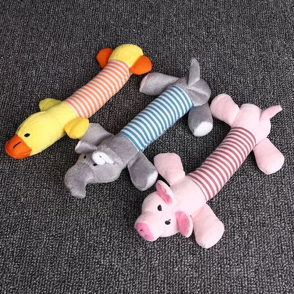 

cute elephant duck pig pet dog cat plush squeak sound dog toys funny fleece durability chew molar toy fit for all pets toys accessories