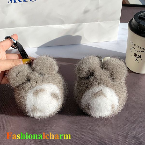 Vera pelliccia di visone Totoro Gatto Orso Borsa Portamonete Ciondolo per bambola per bambini Portachiavi per auto Regalo