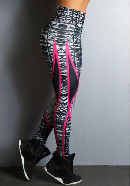 

designer trousers new women athletic sports jogger pants female yoga pencil pants geometric lines, Black;white